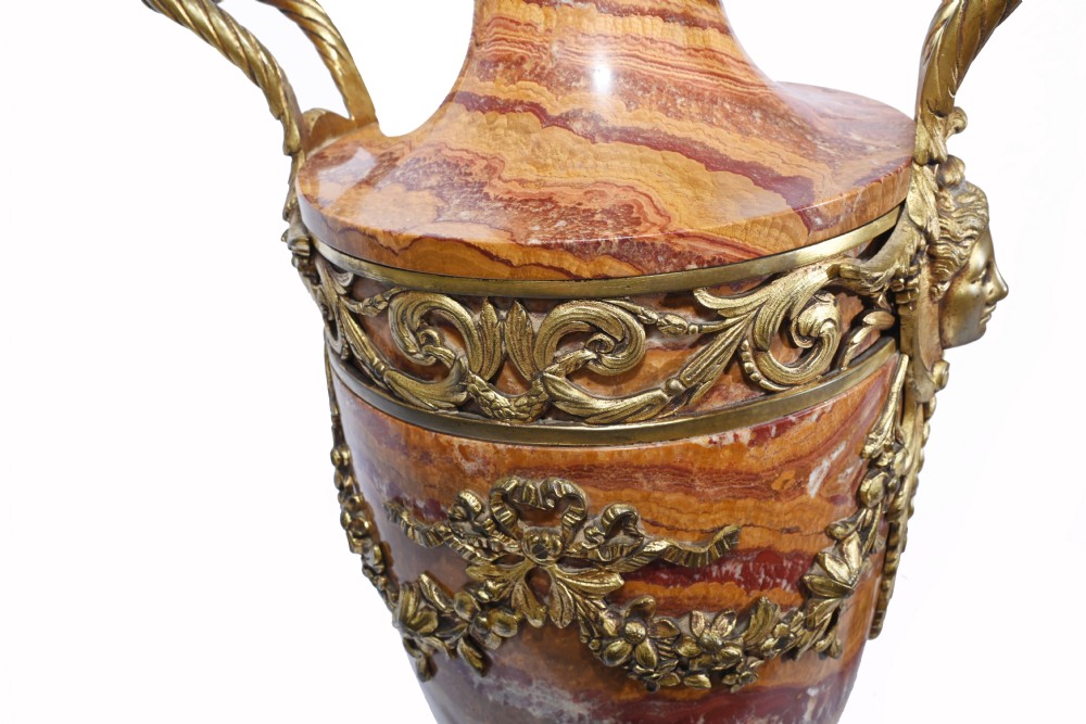 Pair French Marble Urns Amphora Cassolettes Empire 1890 View XIV
