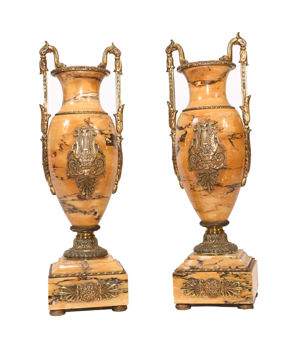 French Marble Urns Amphora Form Empire Cassolette 1880