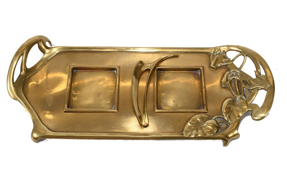 Vintage Art Nouveau Inkwell Brass 1930s View VI