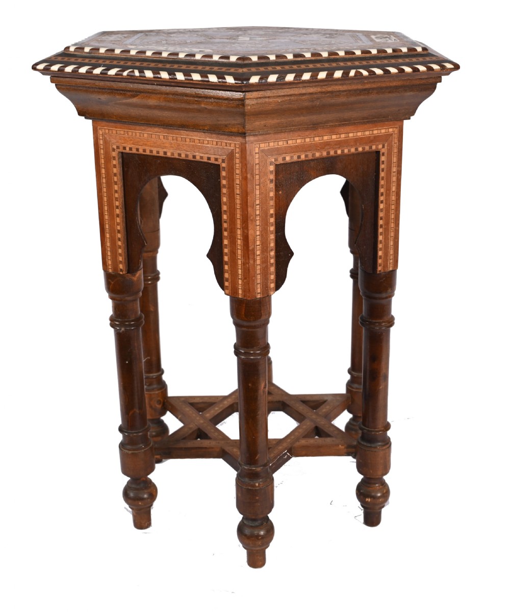 Damascan Side Table Octagonal Arabic Interiors Inlay View VI