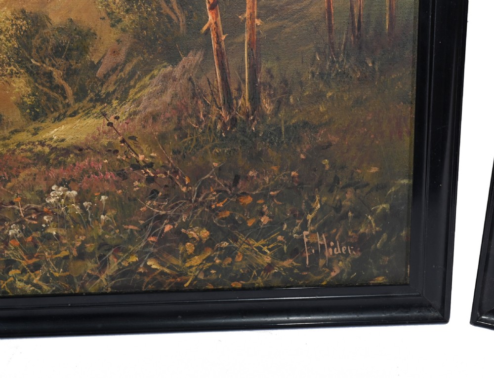Pair Romantic Oil Paintings English Landscape Barnstable Devon View III