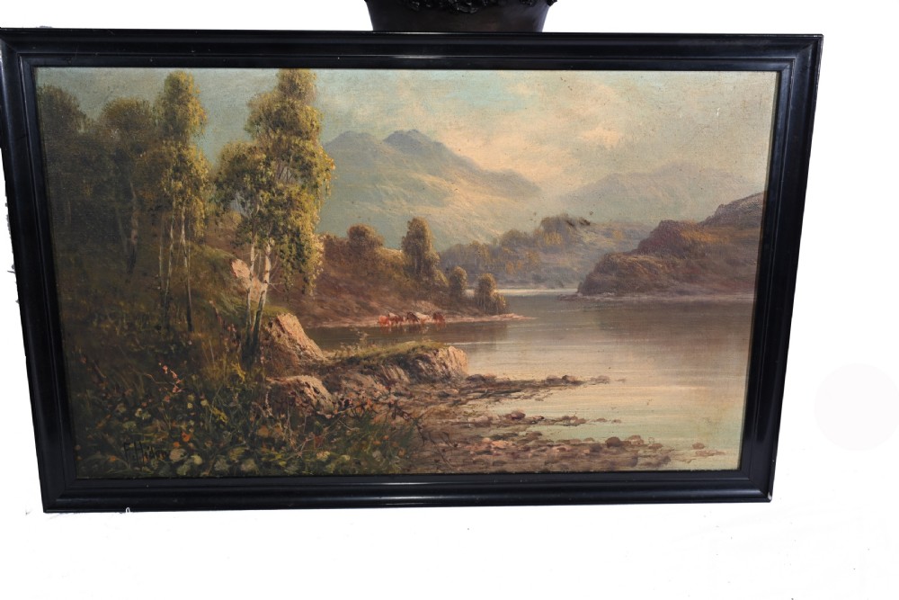 Pair Romantic Oil Paintings English Landscape Barnstable Devon View VI