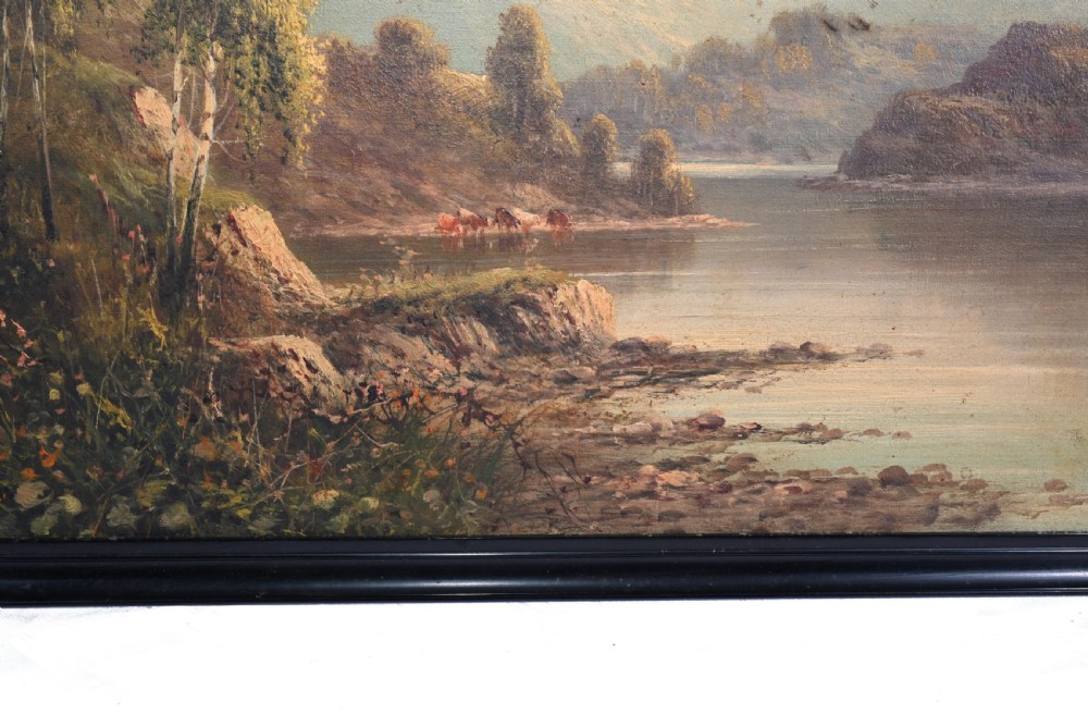 Pair Romantic Oil Paintings English Landscape Barnstable Devon View VII