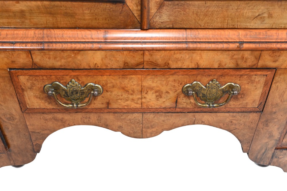 Antique Walnut Cabinet Bookcase Queen Anne Domed View IV