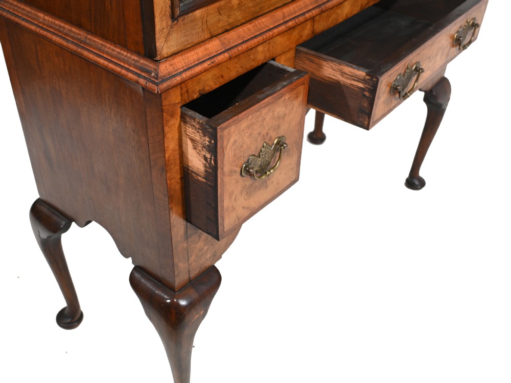 Antique Walnut Cabinet Bookcase Queen Anne Domed View X