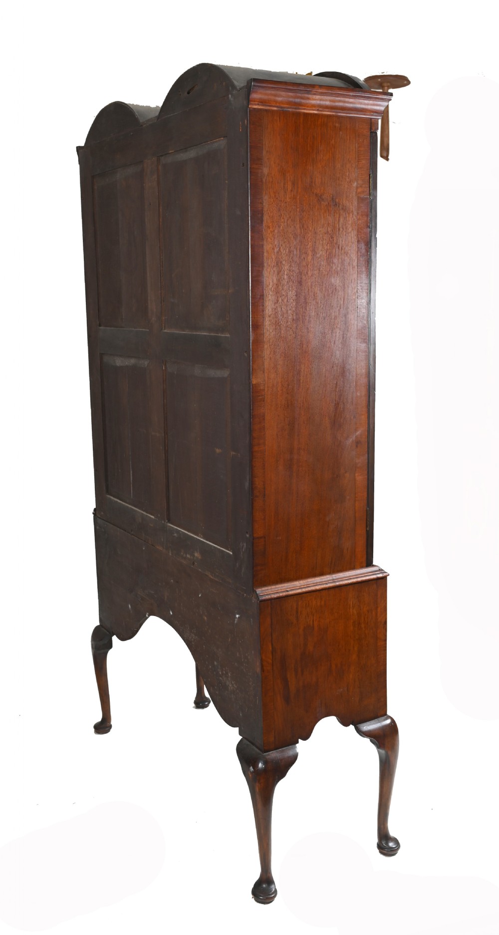 Antique Walnut Cabinet Bookcase Queen Anne Domed View XI