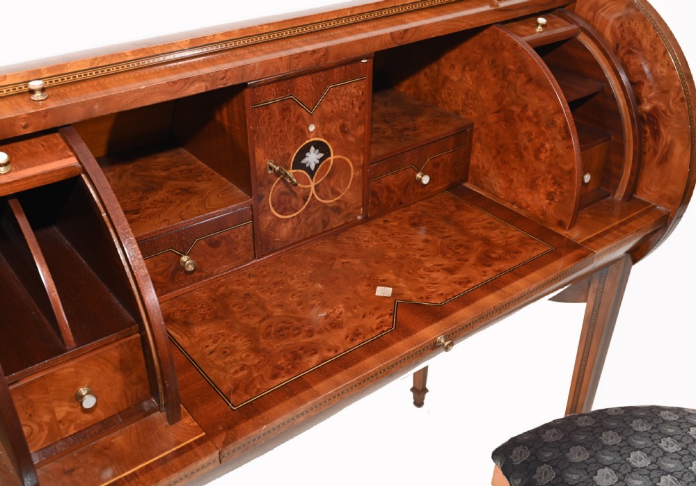 Art Deco Desk and Chair Set Roll Top Bureau 1920s Vintage View IV