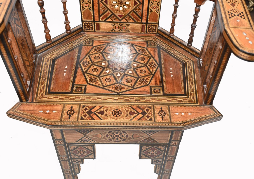 Pair Damascan Chairs Inlay Arabic Syrian Interiors 1920 View III