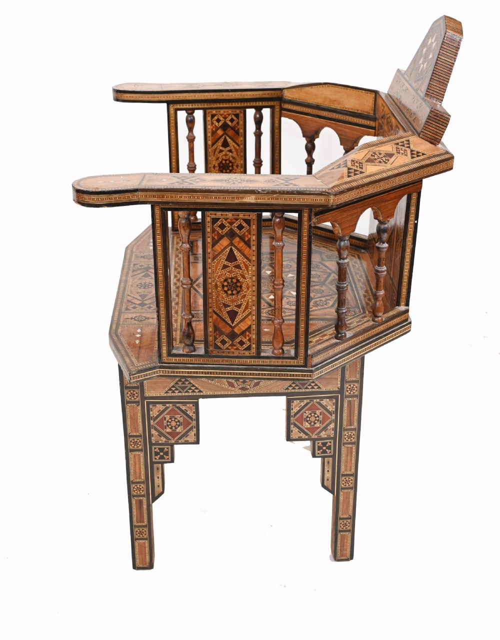 Pair Damascan Chairs Inlay Arabic Syrian Interiors 1920 View VIII