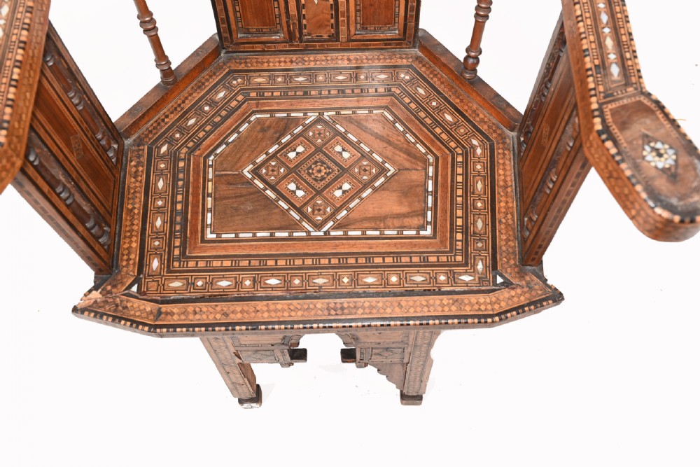 Arabic Arm Chair Antique Damascan Furniture Inlay 1920 View II