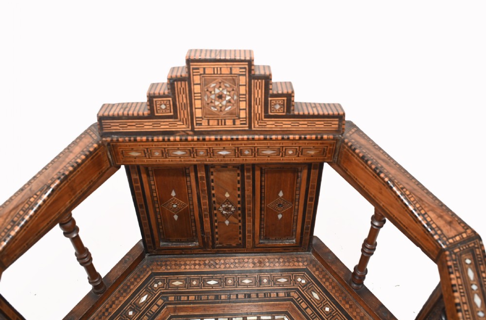 Arabic Arm Chair Antique Damascan Furniture Inlay 1920 View III