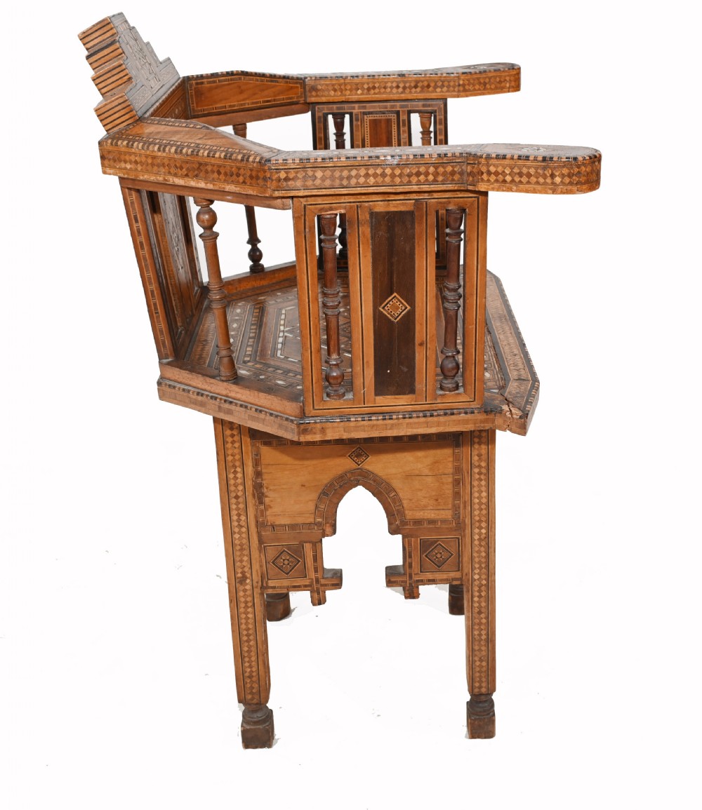Arabic Arm Chair Antique Damascan Furniture Inlay 1920 View VII