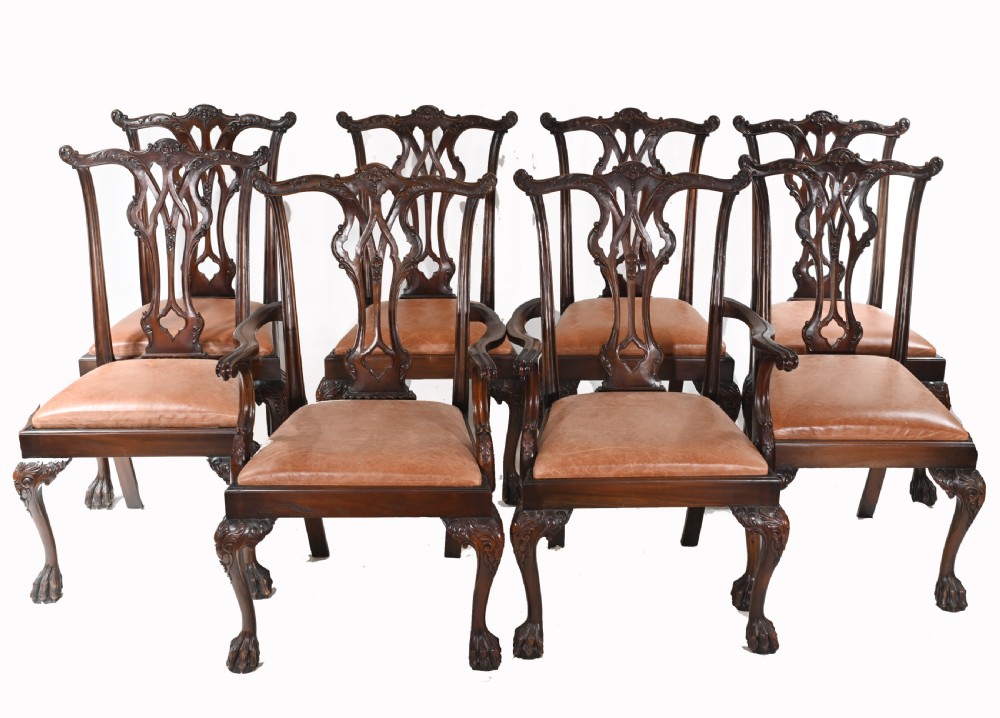 Set Chippendale Dining Chairs Mahogany Antique 1890 Ball Claw View II