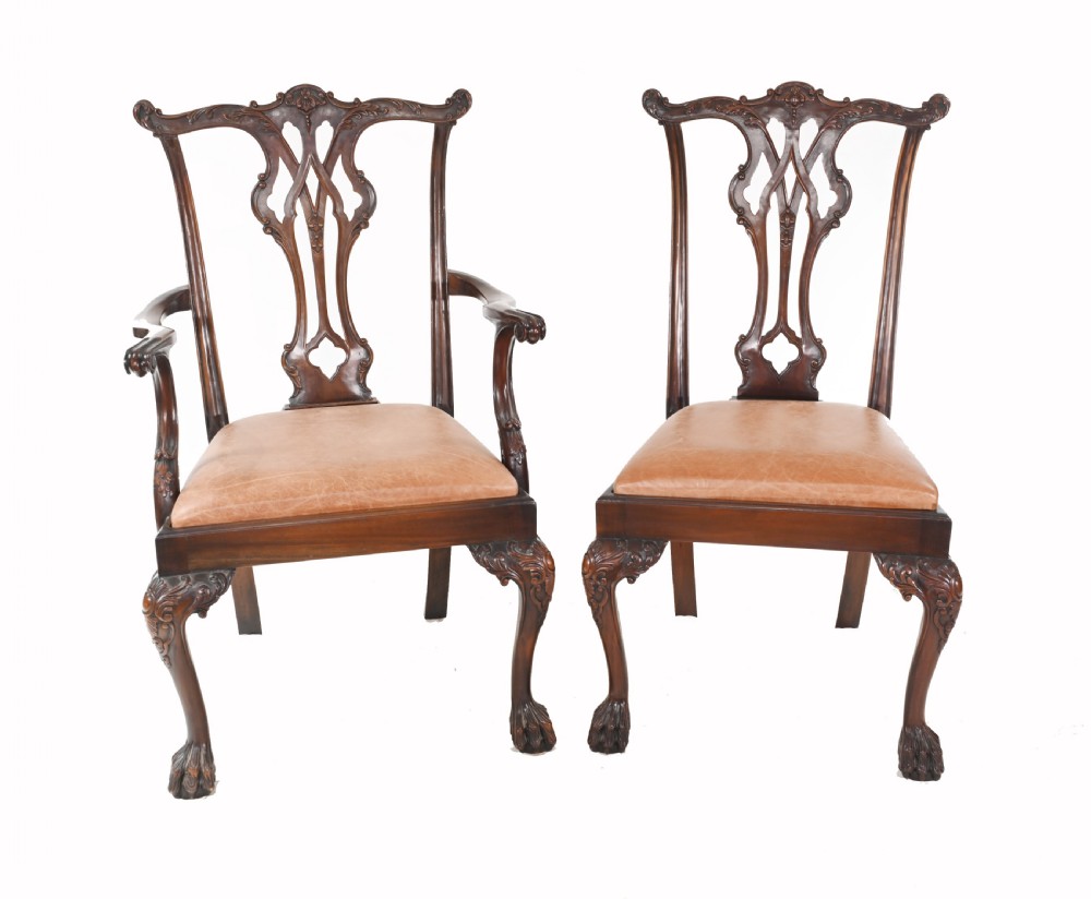 Set Chippendale Dining Chairs Mahogany Antique 1890 Ball Claw View III