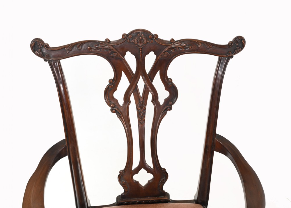 Set Chippendale Dining Chairs Mahogany Antique 1890 Ball Claw View IV