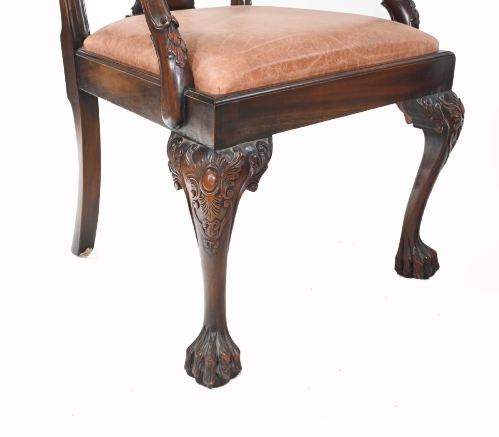 Set Chippendale Dining Chairs Mahogany Antique 1890 Ball Claw View VI