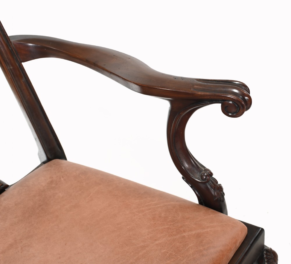 Set Chippendale Dining Chairs Mahogany Antique 1890 Ball Claw View VII