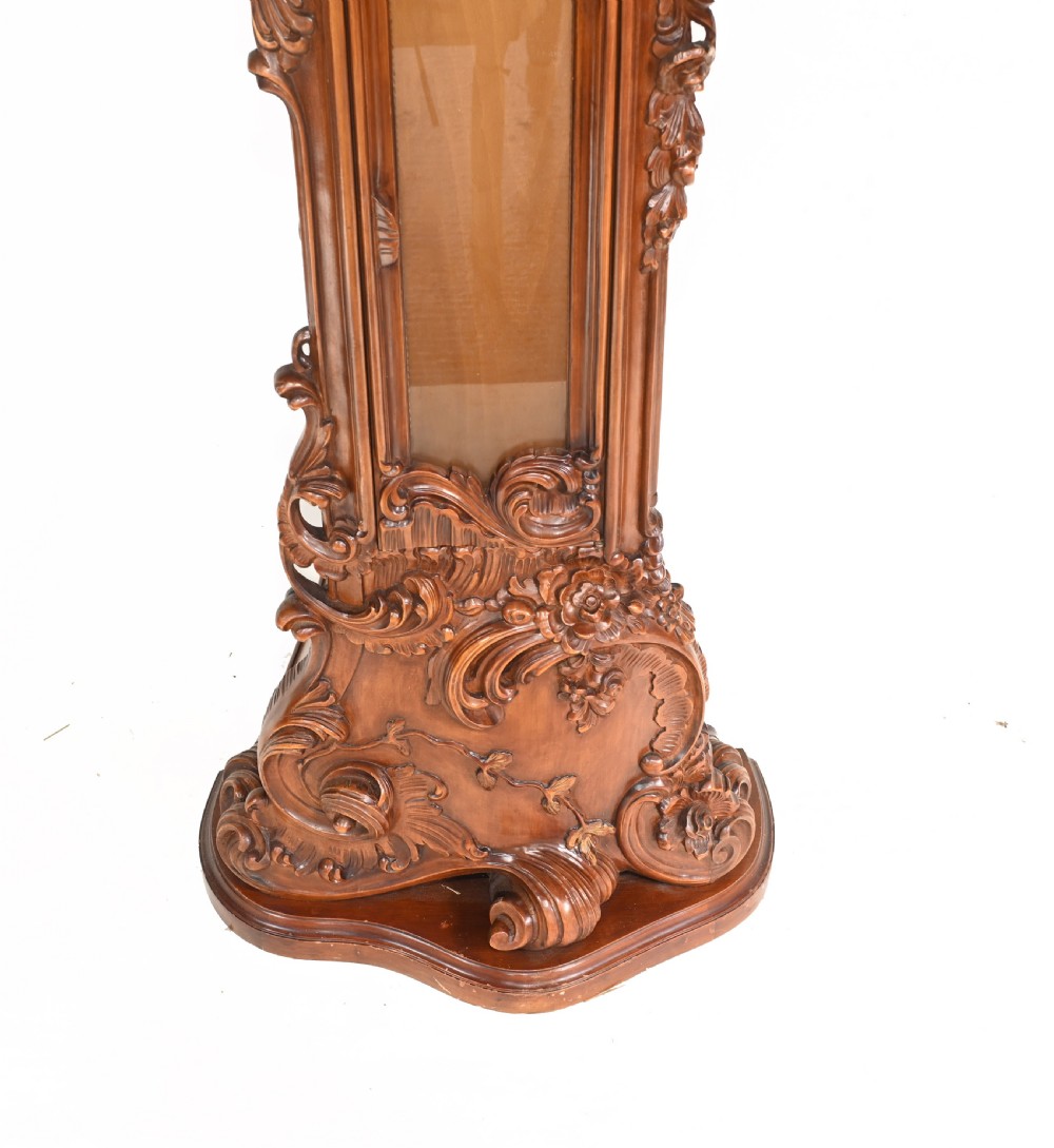 Carved Italian Grandfather Clock Walnut Cherubs View III