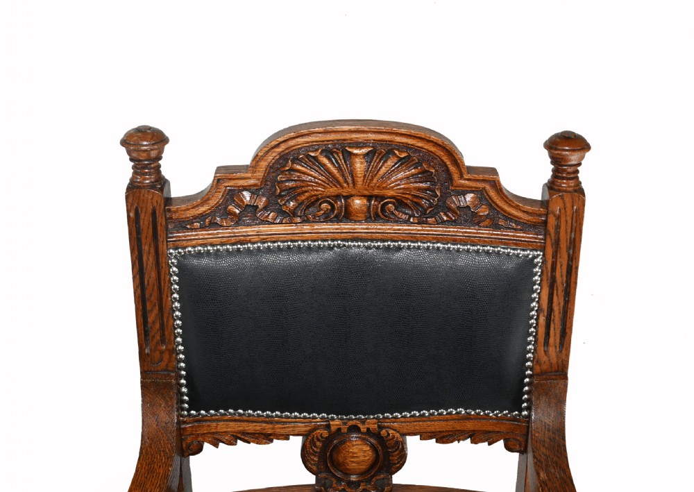 Set 8 Farmhouse Dining Chairs English Oak Rustic View IV