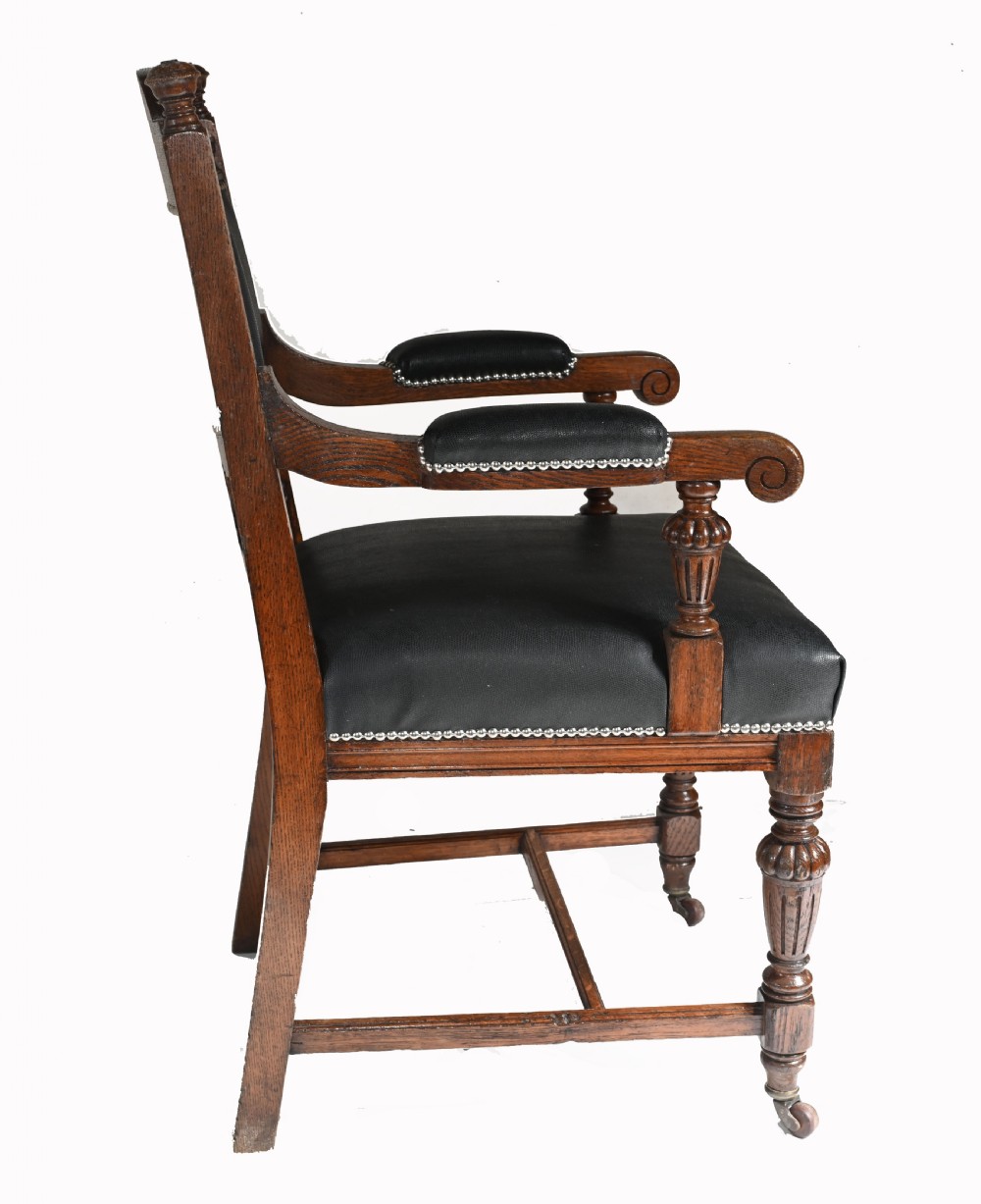 Set 8 Farmhouse Dining Chairs English Oak Rustic View VII