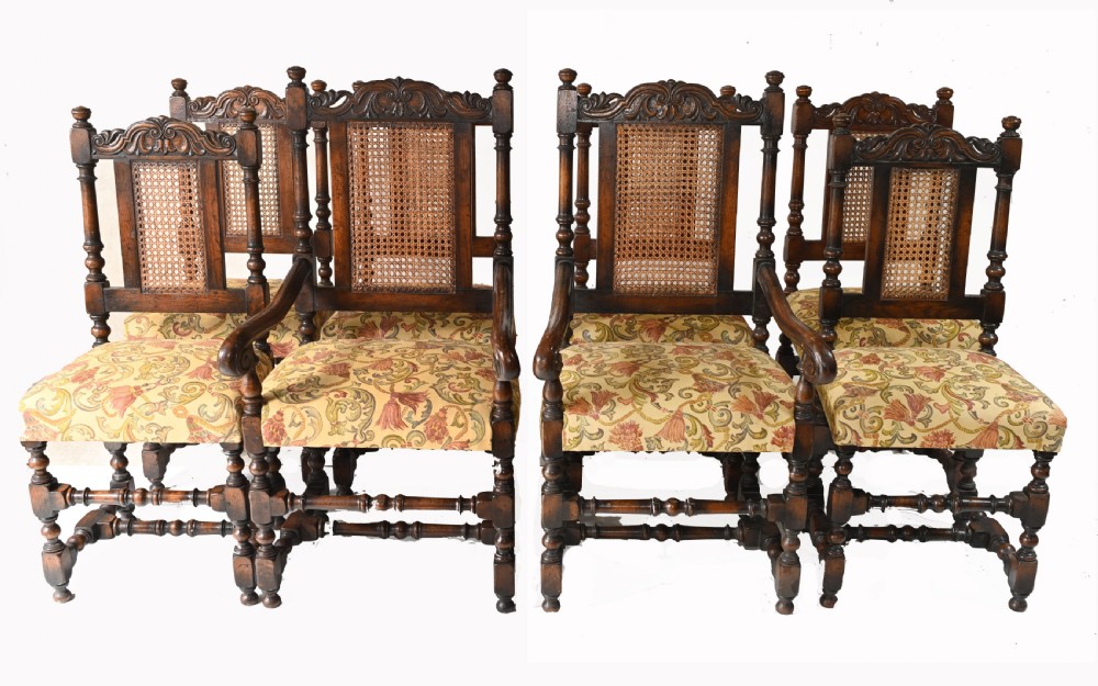 Set 8 Oak Dining Chairs Barley Twist Farmhouse Diners