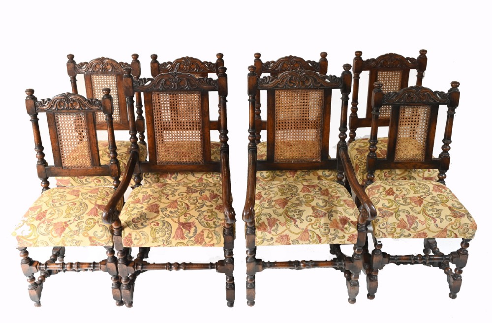 Set 8 Oak Dining Chairs Barley Twist Farmhouse Diners View II