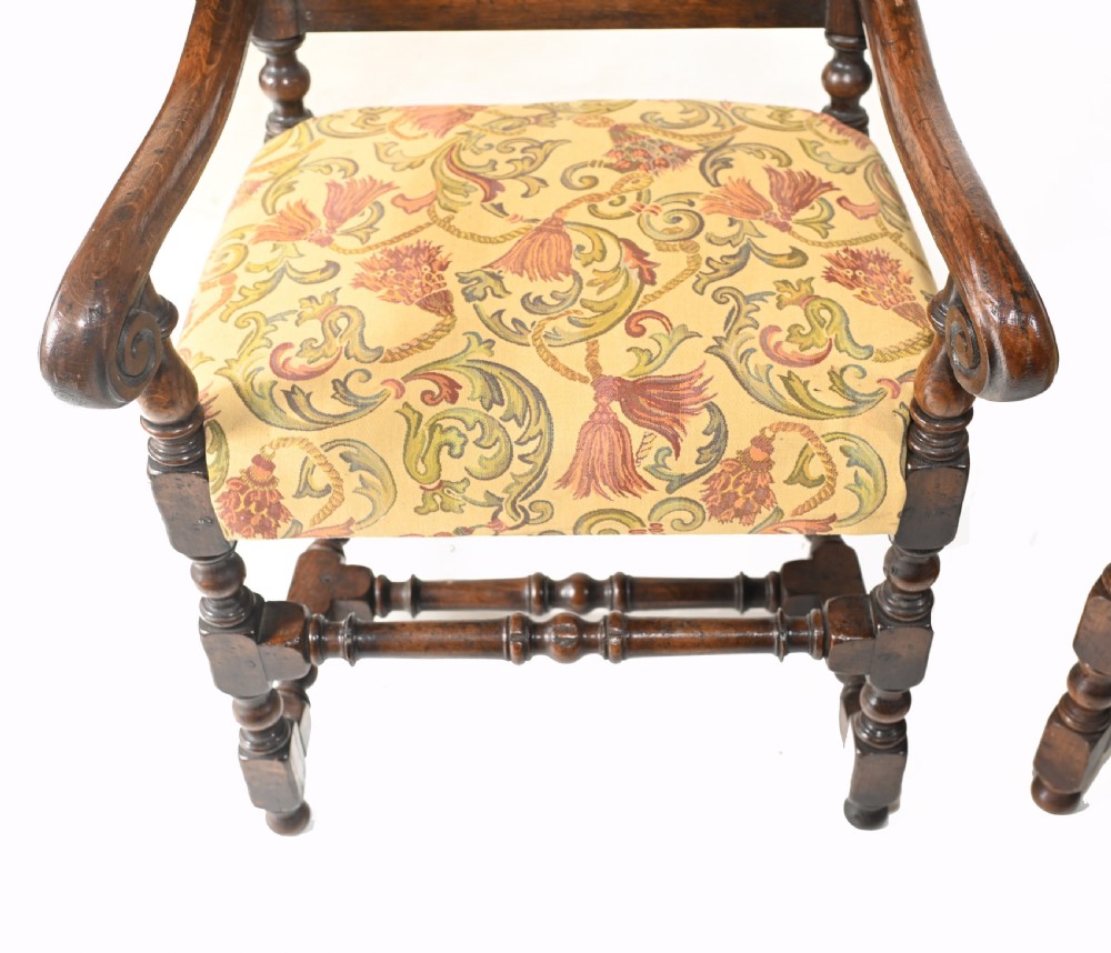 Set 8 Oak Dining Chairs Barley Twist Farmhouse Diners View V