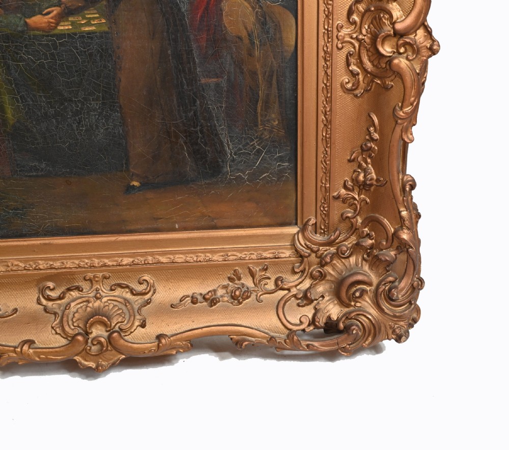 Victorian Oil Painting Gypsy Fortune Teller Antique 1860 View III