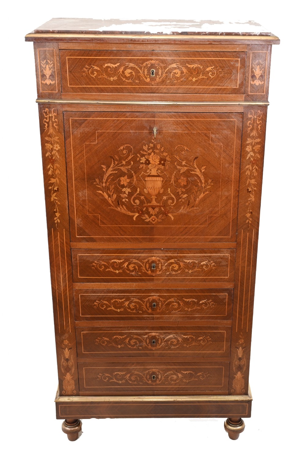 Empire Escritoire Desk Antique French Inlay 1880 View II