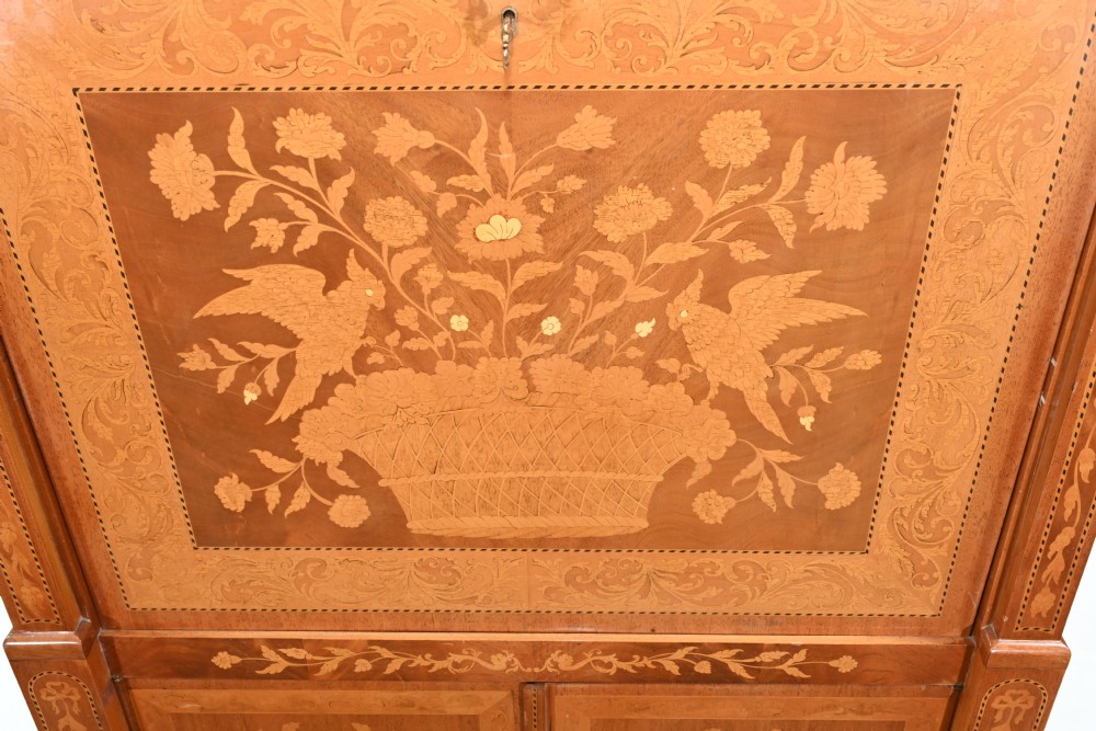Dutch Marquetry Escritoire Desk 1890 Inlay View V