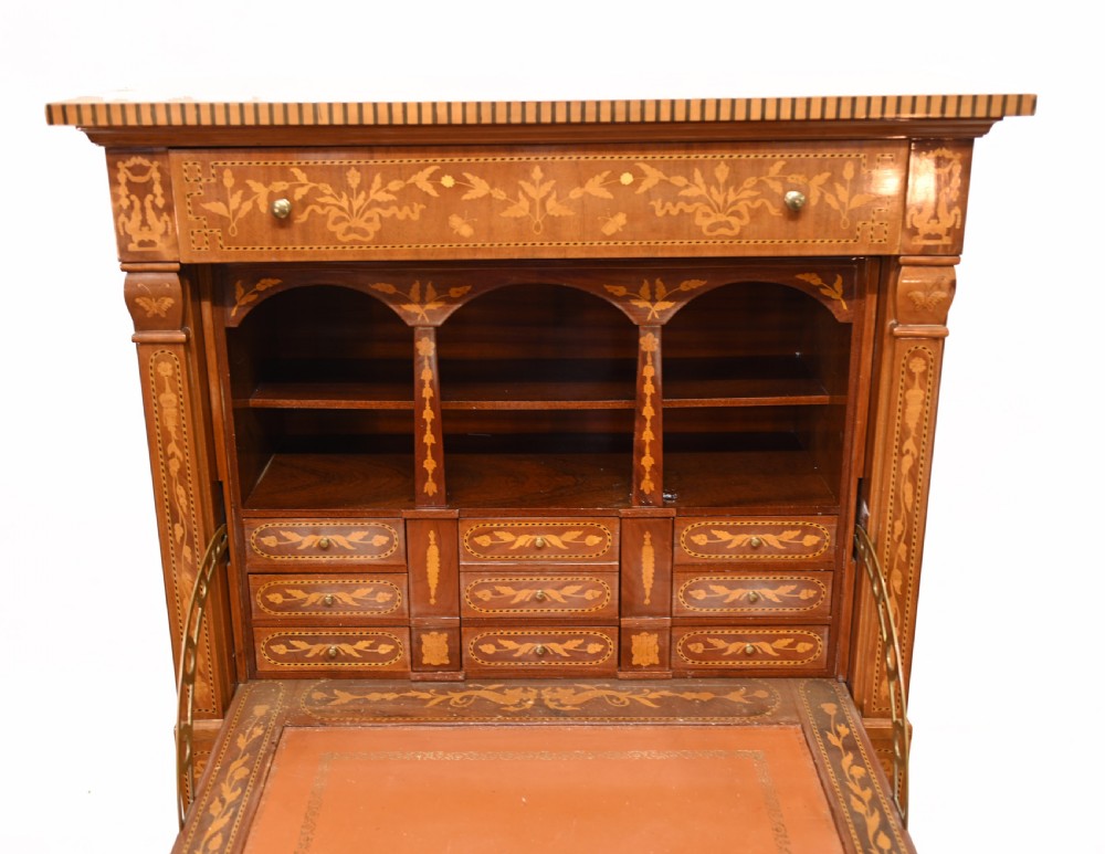 Dutch Marquetry Escritoire Desk 1890 Inlay View IX