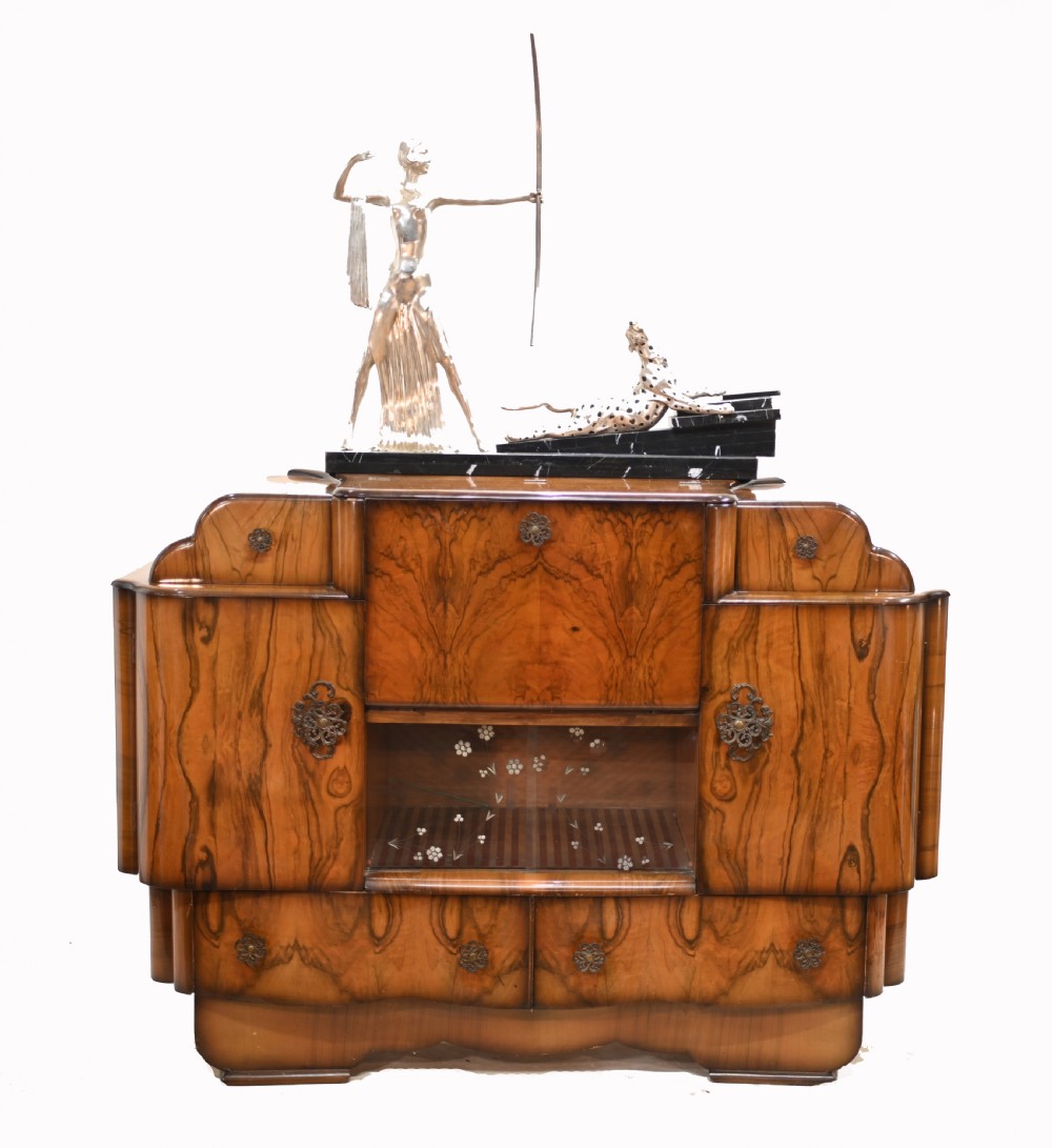 Period Art Deco Cocktail Cabinet Vintage Drinks Chest 1930 View II