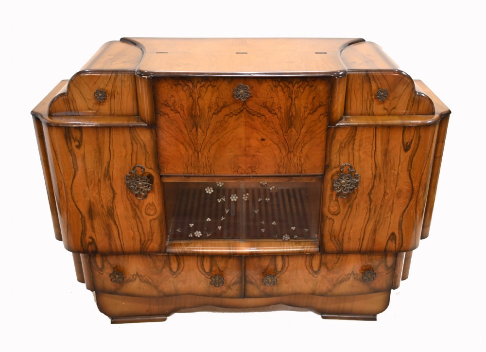 Period Art Deco Cocktail Cabinet Vintage Drinks Chest 1930