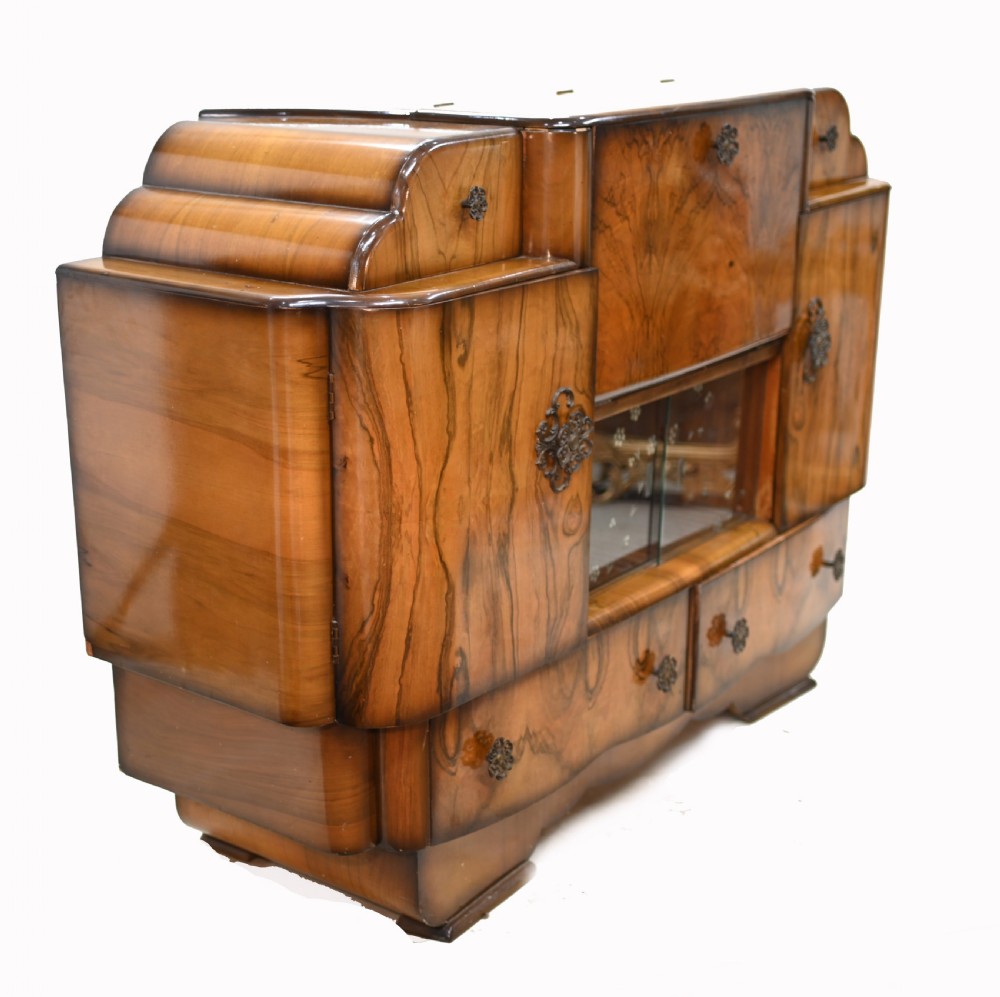 Period Art Deco Cocktail Cabinet Vintage Drinks Chest 1930 View VII