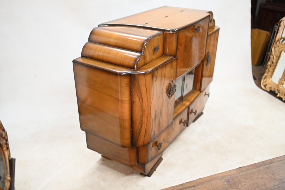 Period Art Deco Cocktail Cabinet Vintage Drinks Chest 1930 View VIII