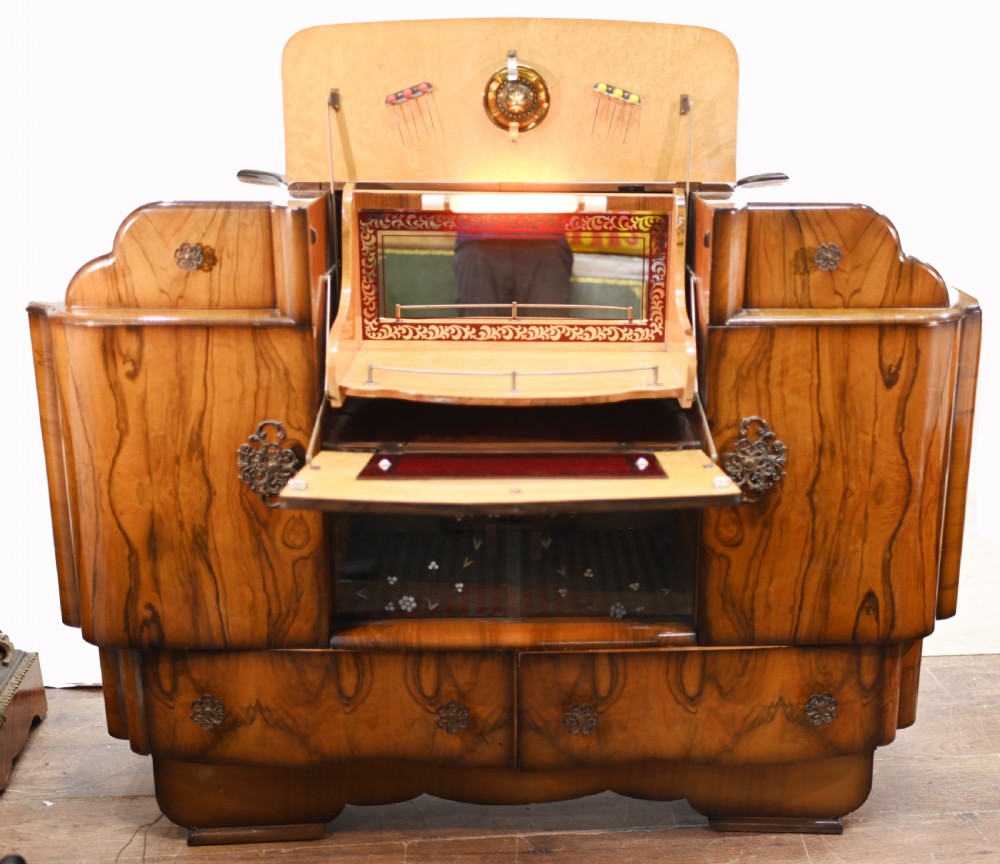Period Art Deco Cocktail Cabinet Vintage Drinks Chest 1930 View XII