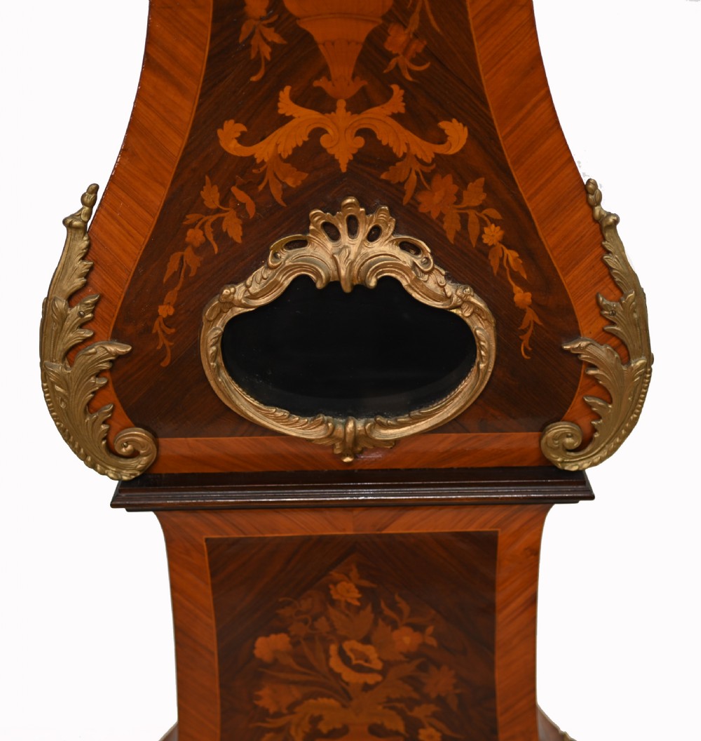 Antique French Grandfather Clock Floral Inlay 1930 View III