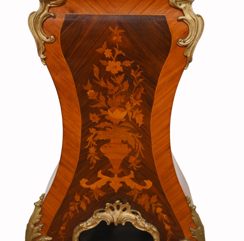 Antique French Grandfather Clock Floral Inlay 1930 View IV