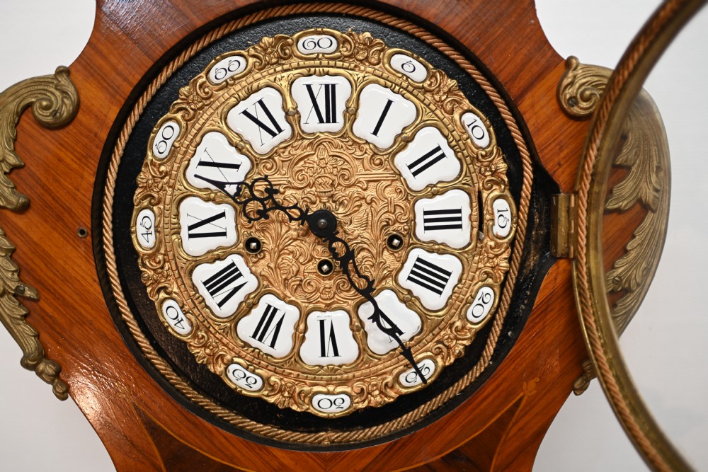 Antique French Grandfather Clock Floral Inlay 1930 View VI