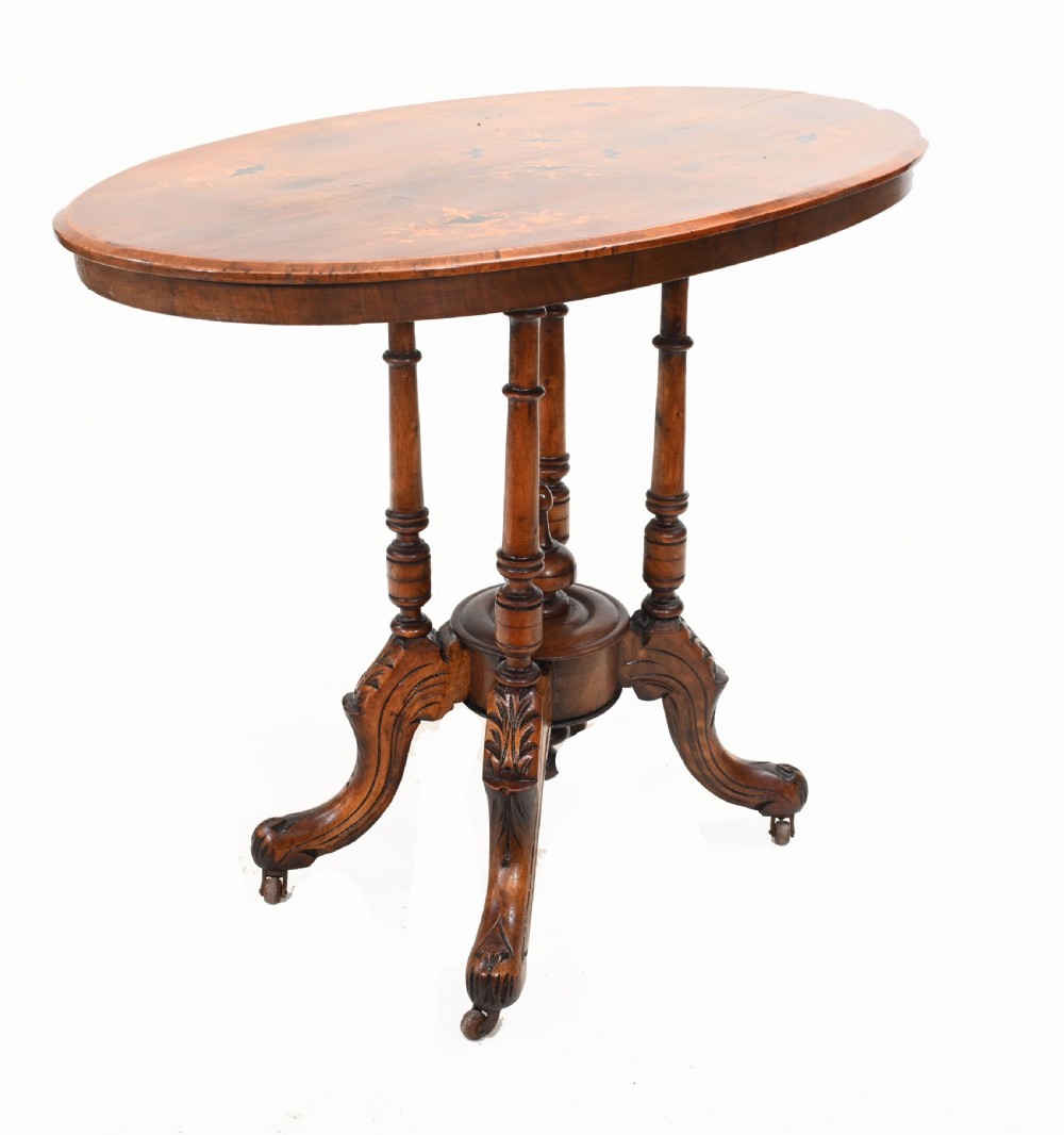 Victorian Centre Table Marquetry Inlay Walnut 1860 View VII