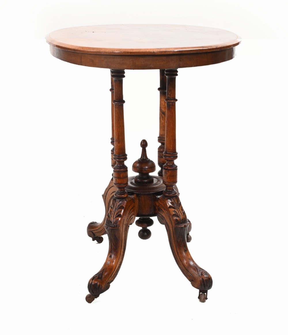Victorian Centre Table Marquetry Inlay Walnut 1860 View X