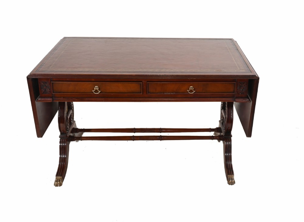 Regency Sofa Table Mahogany Leather Top