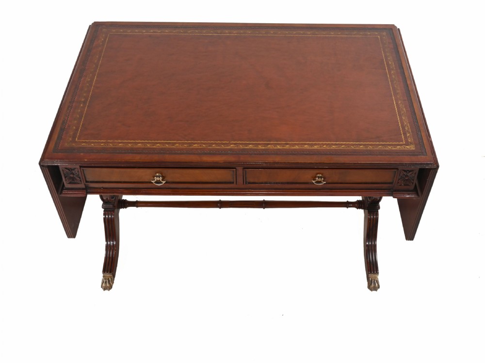 Regency Sofa Table Mahogany Leather Top View II
