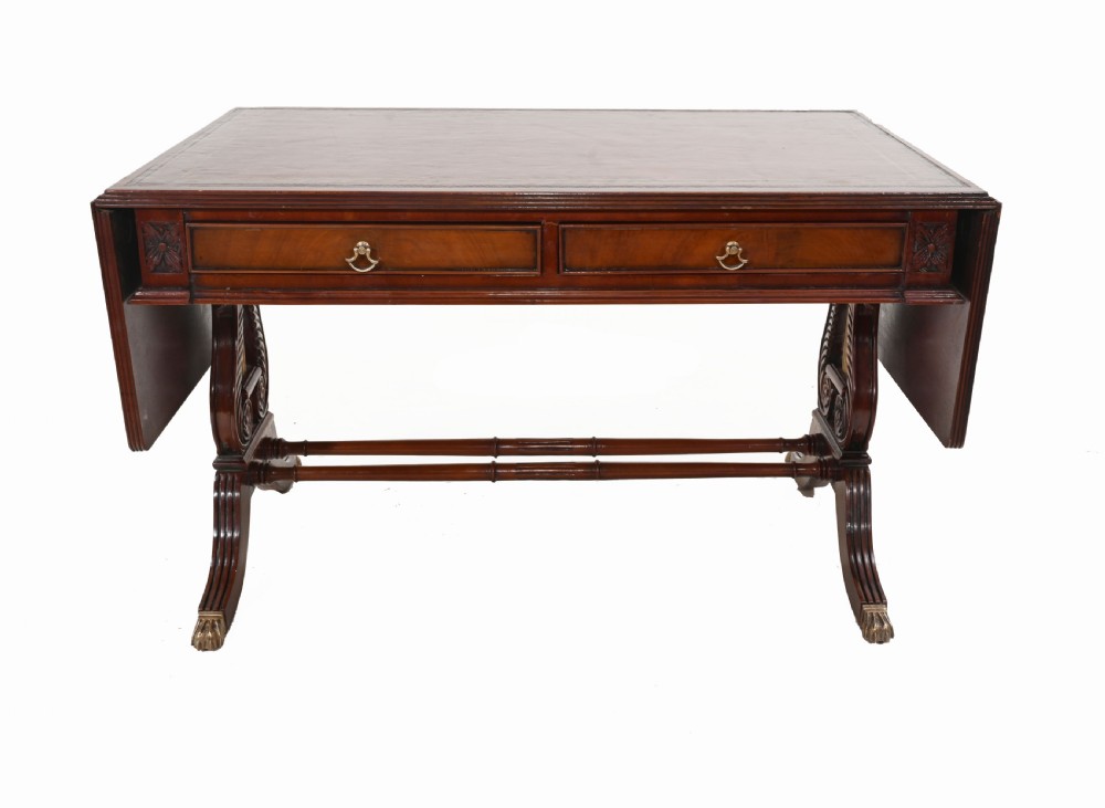 Regency Sofa Table Mahogany Leather Top View III