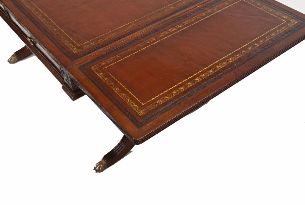 Regency Sofa Table Mahogany Leather Top View VIII