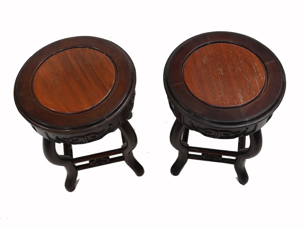 Chinese Pedestal Stands Harwood Antique Tables View III
