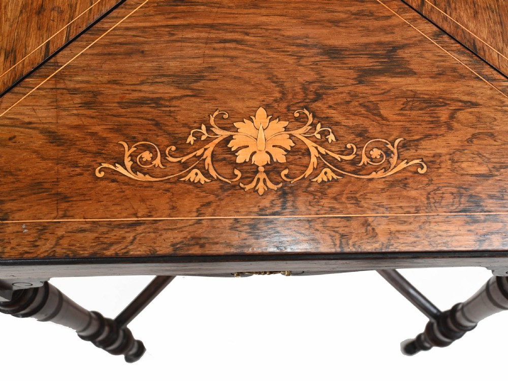 Antique Envelope Table Edwardian Games Inlay 1910 View IV
