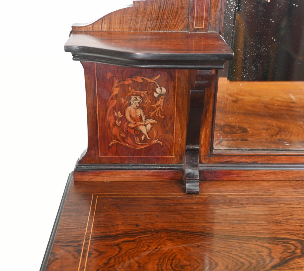 Edwardian Music Cabinet Rosewood 1910 Inlay View VI