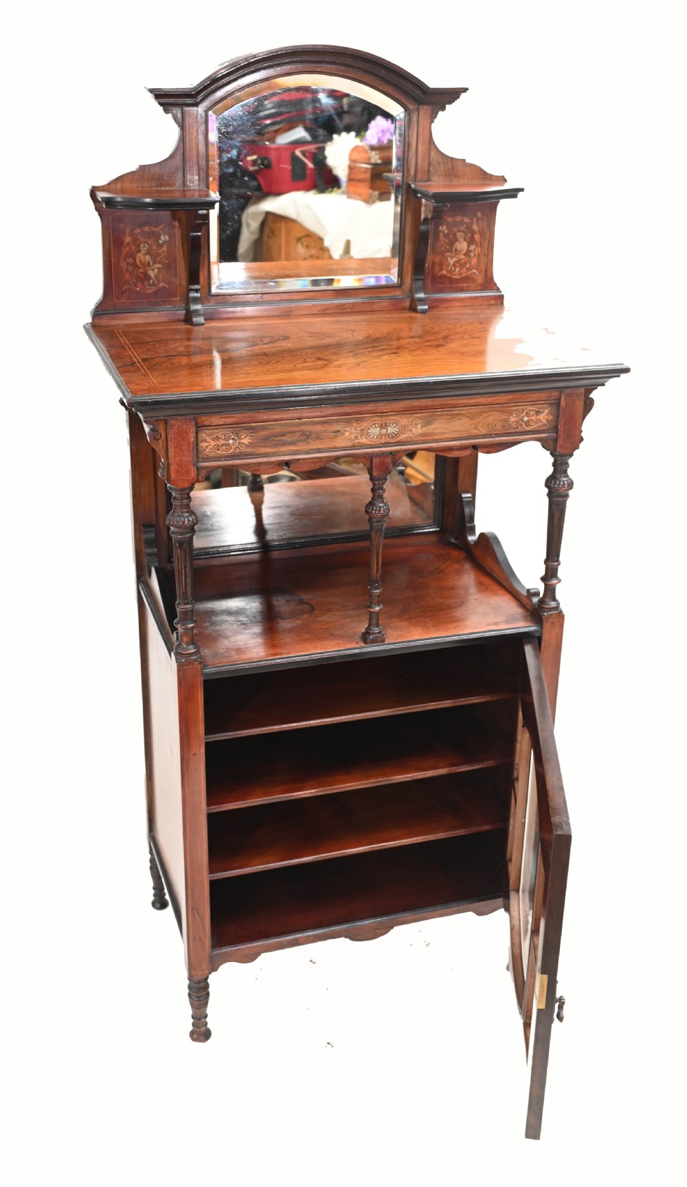 Edwardian Music Cabinet Rosewood 1910 Inlay View VII