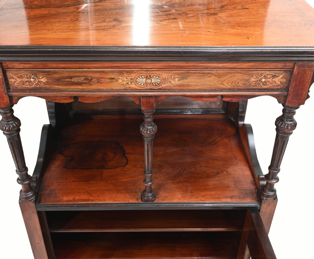 Edwardian Music Cabinet Rosewood 1910 Inlay View VIII